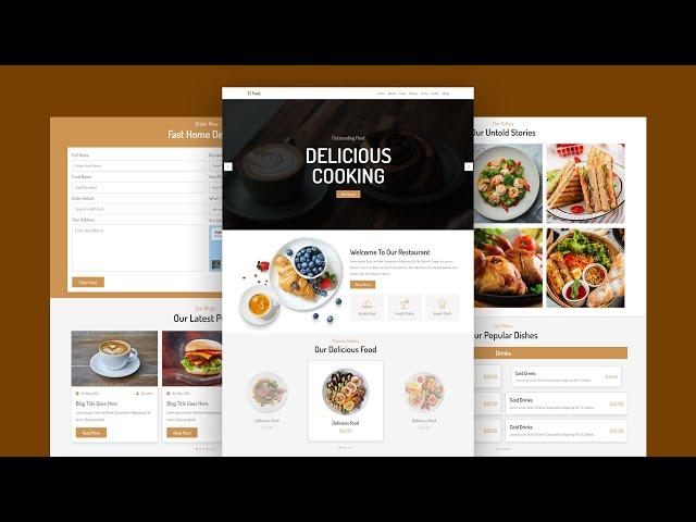 Create A Responsive Food / Restaurant Website Design Using HTML / CSS / JAVASCRIPT - From Scratch