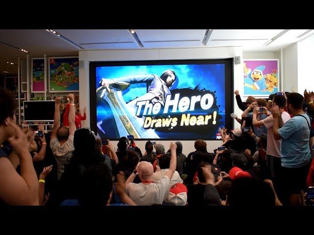 The Hero from Dragon Quest Reveal for Super Smash Bros. Ultimate Live Reactions at Nintendo NY