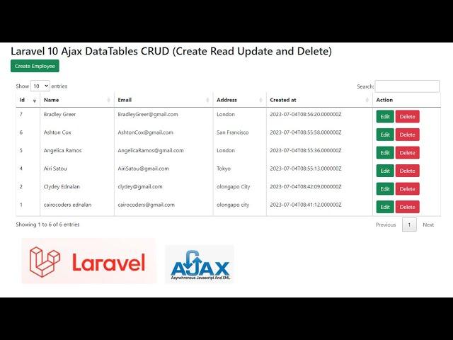 Laravel 10 Ajax DataTables CRUD (Create Read Update and Delete)