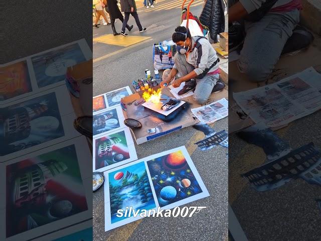 HEARTS ON FIRE Street Artist of Rome Spray Painting Art Visit Europe Italia Roma Viral TikTok Short