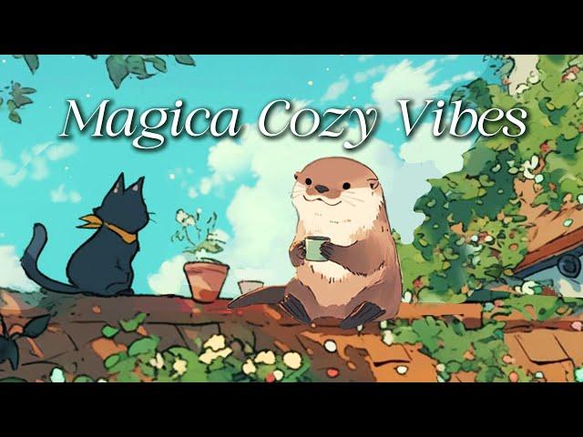 Cozy Lofi Vibes on a Castle Rooftop With Black Cat #lofihiphop #chillmusic #coffeemusic #studymusic