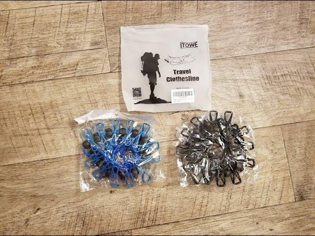 iTOWE 2Pack Portable clothesline with 12 pins