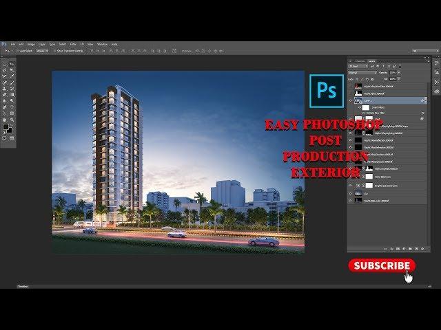 Easy Photoshop Post Production vray next 3dsmax exterior || 3ds magic max