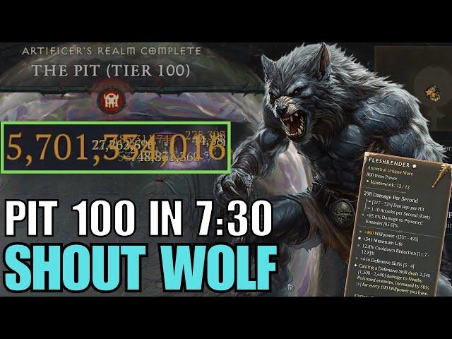 The Best Druid Build For Season 6 "Wolf Crier" 7:30 Pit 100 Clear PTR Diablo 4