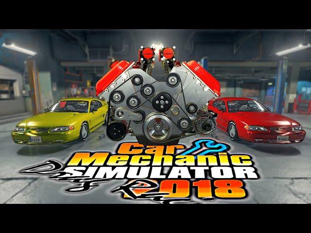 Ищу тюнингую и ставлю V8 Twin Turbo DOHC на Мустанги в Car Mechanic Simulator 2018