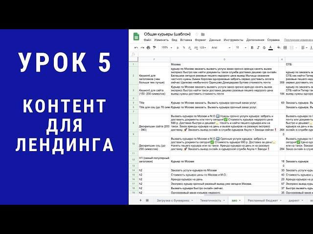 Составление текста для лендинга из ключевых запросов