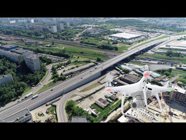 4K. Flight over the flyover in the area of Biryulyovo West. Russia Moscow.