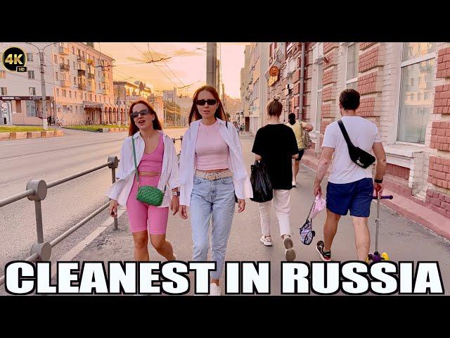 ⁴ᴷ RUSSIAN STREET STYLE CHEBOKSARY CITY  | Russia Cleanest city in the Evening