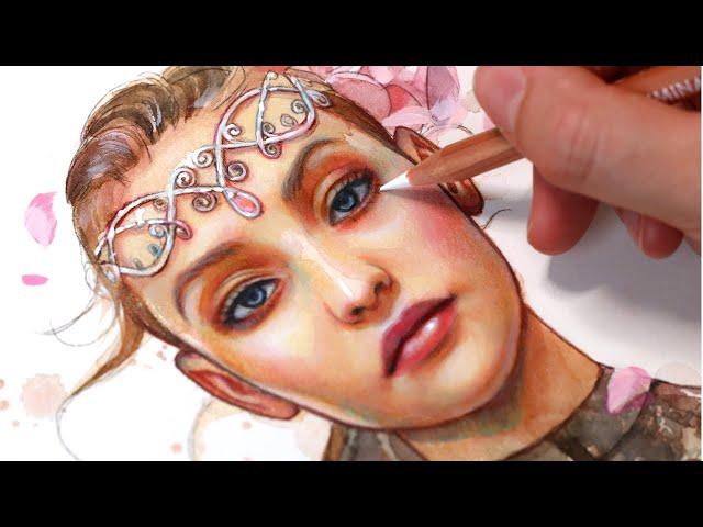 Norse Mythology Inspired REALISTIC PORTRAIT PAINTING PROCESS with Watercolors & Color Pencils