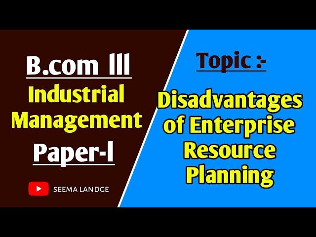 Disadvantages of Enterprise Resource Planning