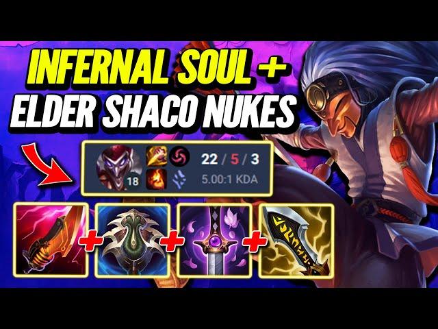 Oneshot Shaco with Infernal Soul + Elder - S14 P2 [League of Legends] Full Gameplay - Infernal Shaco