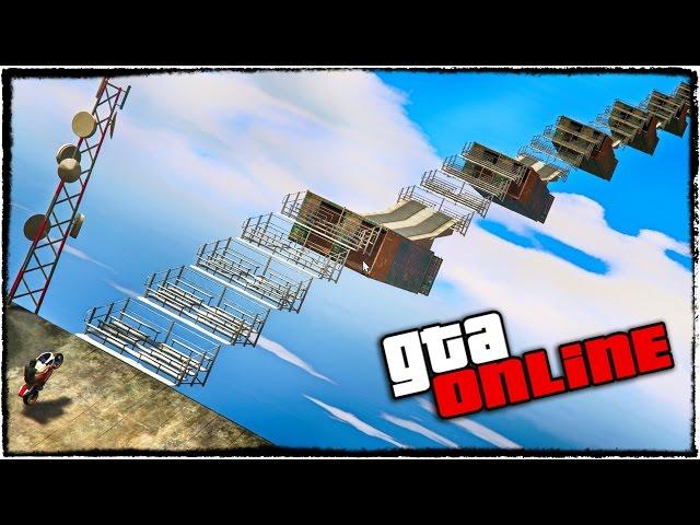 БЕСКОНЕЧНАЯ ЛЕСТНИЦА В НЕБО НА МОТО ПАРКУРЕ ГТА 5 (GTA 5 ONLINE ГОНКИ, ПАРКУР)