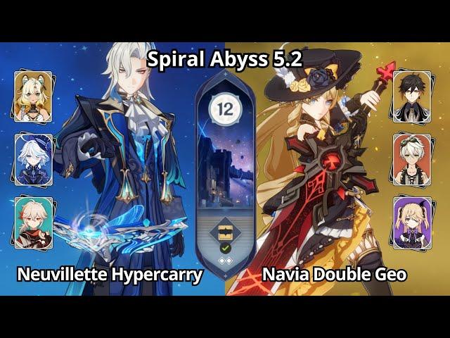 C0 Neuvillette Hypercarry & C0 Navia Double Geo - Spiral Abyss 5.1\5.2 Floor 12 Genshin Impact