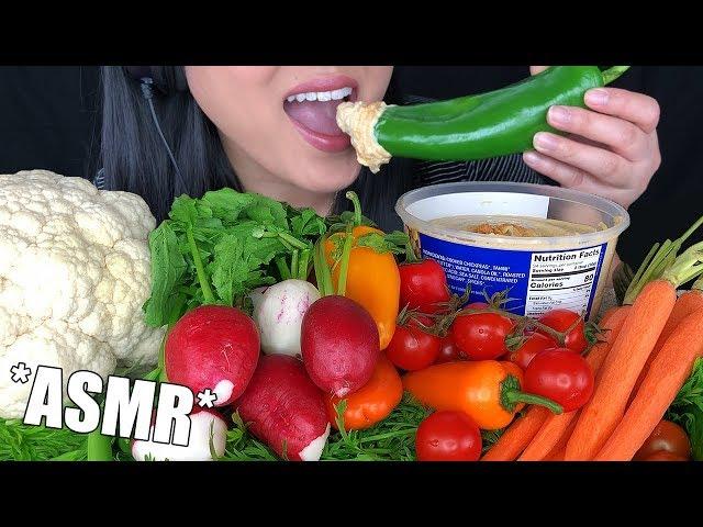 ASMR VEGGIE HUMMUS PLATTER (Crunchy Eating Sounds) | *GIANT PEPPER* | No Talking ASMR Phan