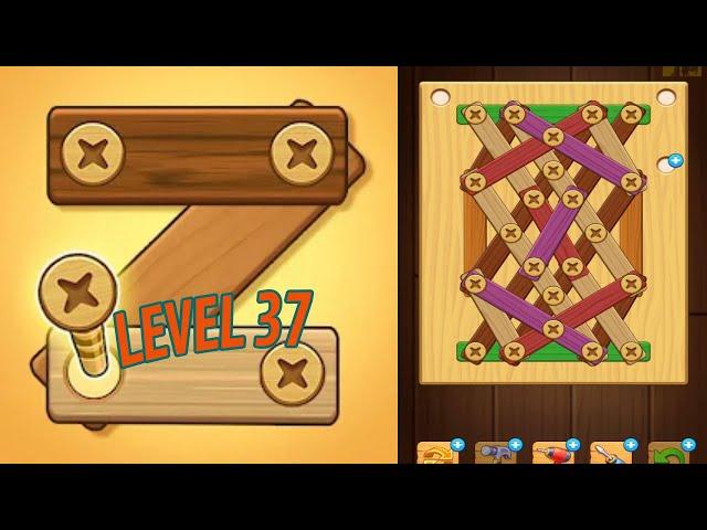  SCREW PUZZLE: Wood Nut & Bolt  Level 37  Gameplay Walkthrough