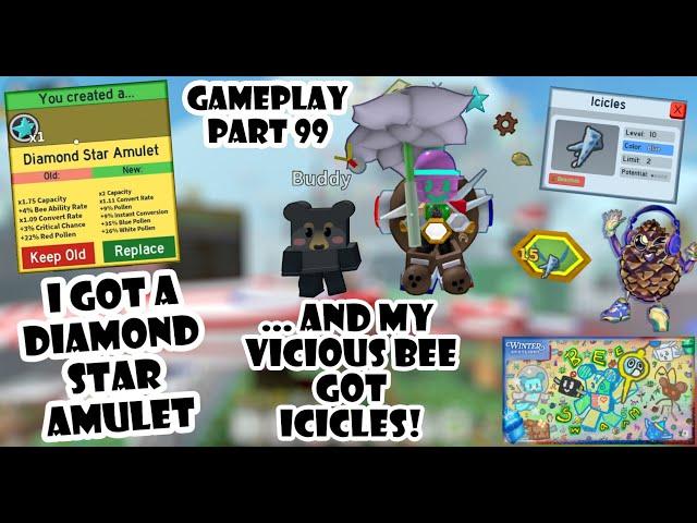 I got Diamond Star Amulet and My Vicious Bee got Icicles! "Bee Swarm Simulator" Part 99. Roblox