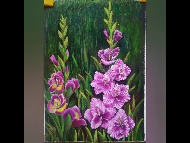 Beautiful gladiolus flower painting #Gladiolus flower#bright side