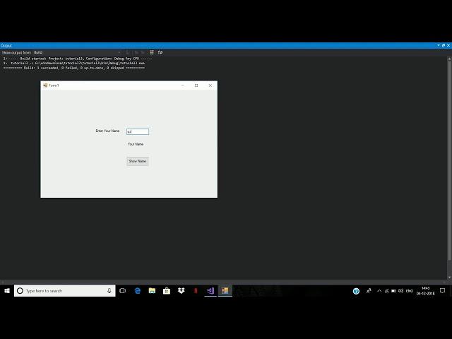 Simple Program using textbox, label and button in C#