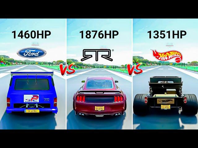 FH4 Drag Race: Ford Supervan 3 Vs Ford Mustang RTR Spec Vs Hot Wheel Bone Shaker