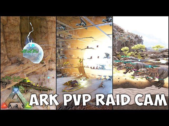 Ark PVP Raid Cam - 3 EPIC Raids At Once On Ragnarok!