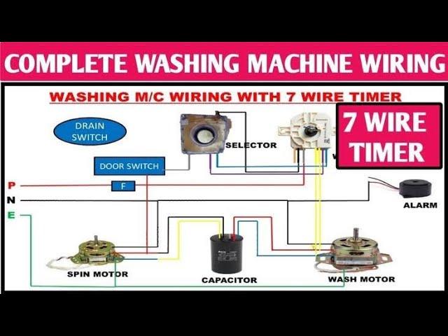 How to Washing Machine Wiring with 7 Wire Timer connection @MSFElectricalS.F