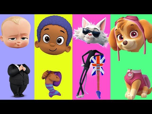 Boss Baby, Bubble Guppies, Rock Dog, Paw Patrol Wrong heads cartoon for kids Nursery Rhymes