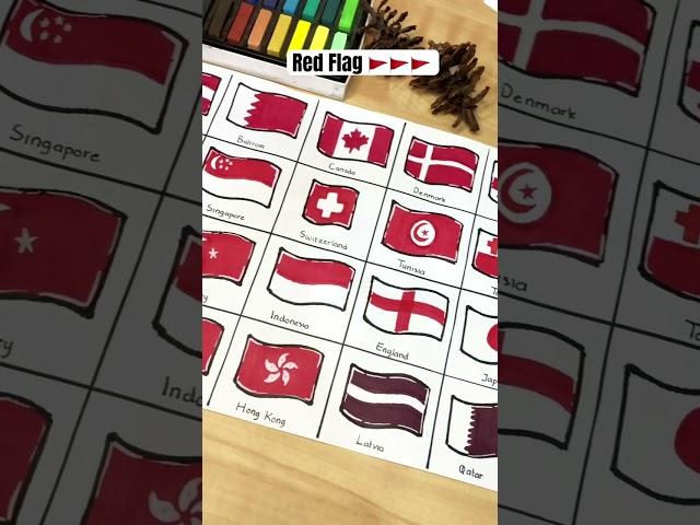 I draw all red and white country flag ️ #flag #youtubeshorts #shorts