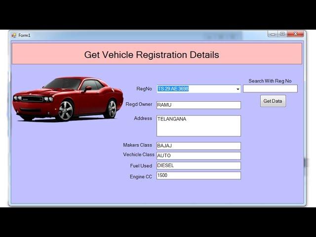 Part- 4 Vehicle Registration Details(Get Data From Database into textbox)