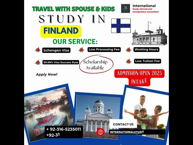 Study in Finland  with Family | SPOUSE Visa | Allow Part Time Job | Schengen Country | Easy PR |