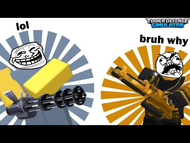 golden minigunner vs platinum minigunner | TDS Meme