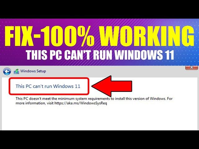 How to Fix This PC can't run Windows 11 [ Bypass TPM and Secure Boot ] 100% Working