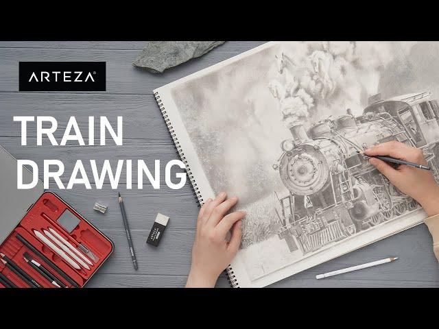 How Long Does it Take to Draw a Steam Train Drawing in Hyperrealism? | ARTEZA