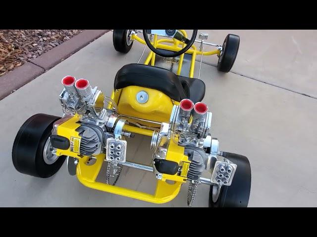 1961 McCulloch F-1 Go Kart Twin Mac90 Engines.   Walk around video with audio description. #1