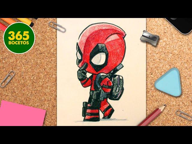 COMO DIBUJAR A DEADPOOL KAWAII - Paso a paso y a lápiz - Dibujo kawaii facil con 365bocetos