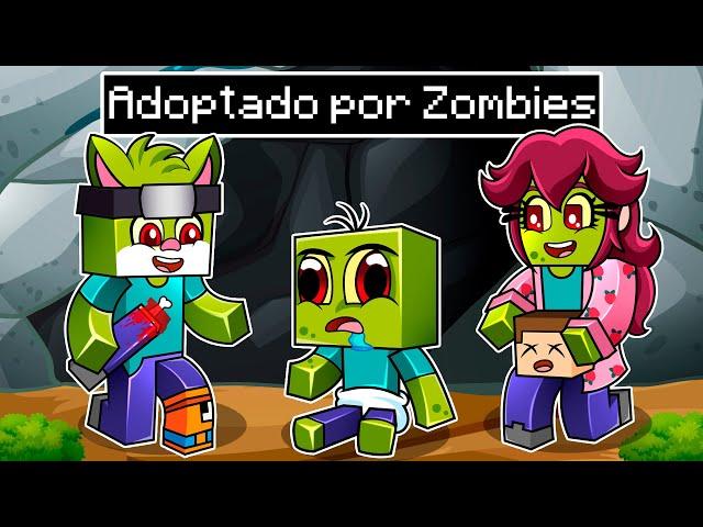 ¡ADOPTADO por ZOMBIES en Minecraft!  BEBÉ NOOB FAMILIA ZOMBIE