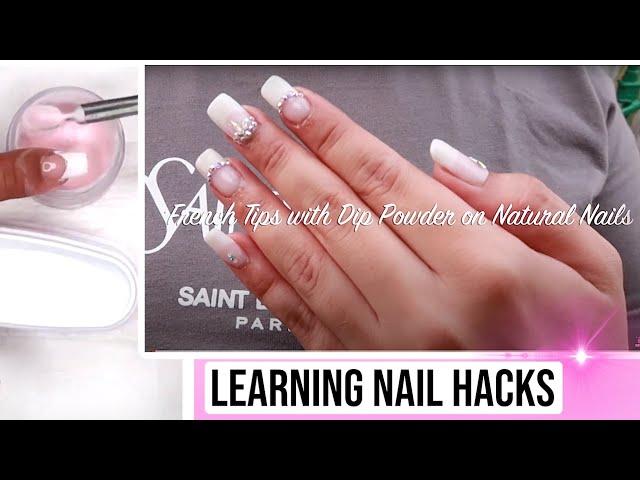 Trying French Tips with Dip Powder | ️ DIY ICY FRENCH MANI