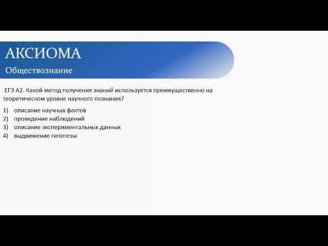 ЕГЭ Обществознание 2014 A2 Теоретически уровень познания