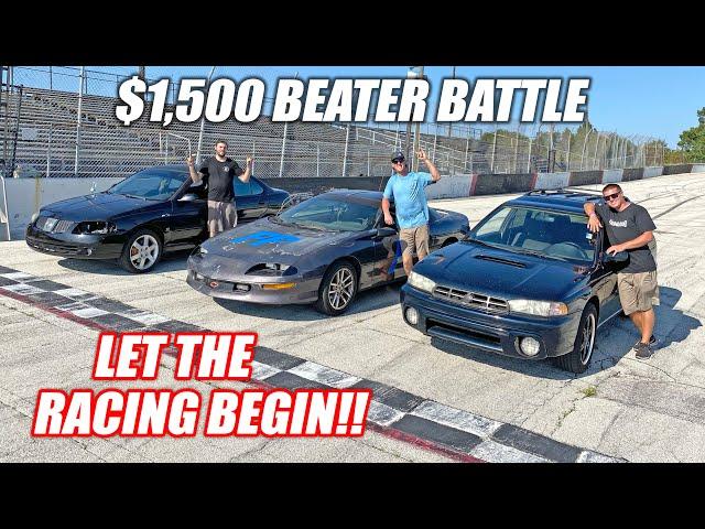 CHEAP CAR BATTLE!!! Who Bought the Best Car For UNDER $1,500?? (drag race, rally cross, oval track)