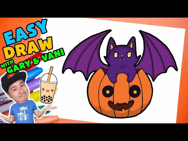 How to draw Cute Cat in Pumpkin with Gary