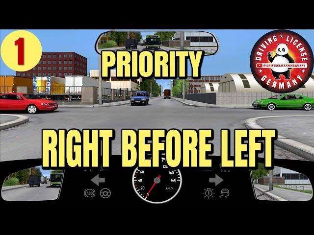 Right of way, priority, right before left, traffic signs German Driving license Theory English