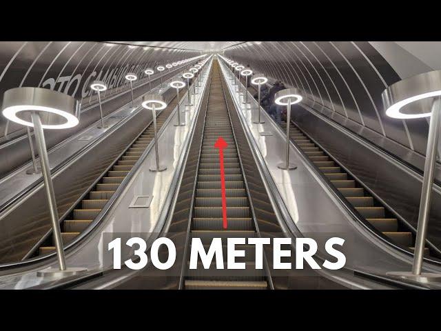 The Longest ESCALATOR in Moscow: Maryina Roshcha Metro Station