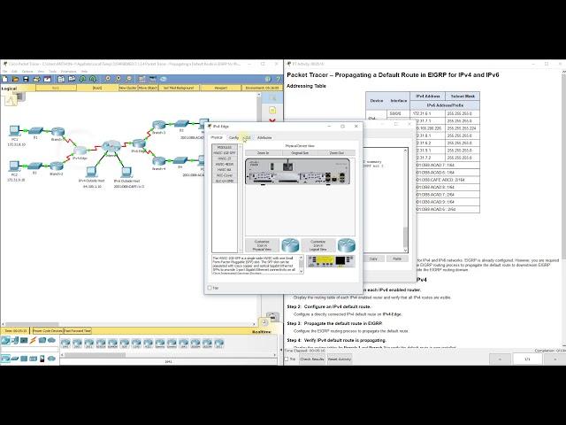 PKT 7.1.3.4 - Propogating a Default Route in EIGRP for IPv4 and IPv6