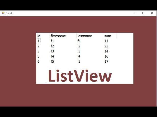 Programming with visual Basic. net: retrieve data from access database and display in listview