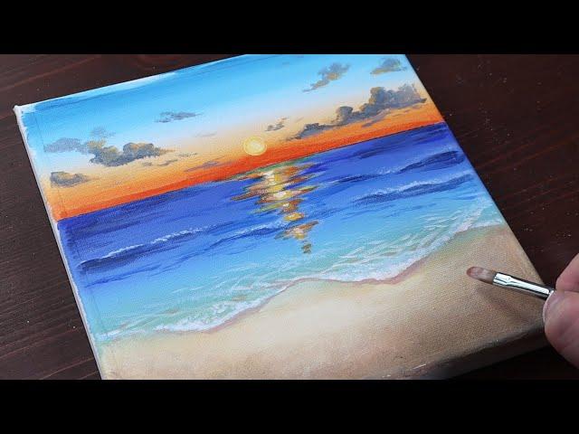 Sunrise / Easy acrylic painting for beginners / PaintingTutorial / Painting ASMR