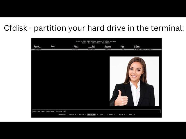 Cfdisk - partition your drives in the terminal.