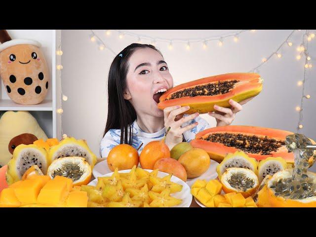 ASMR MUKBANG EXOTIC FRUITS | GRANADILLA, PITAYA, STARFRUIT, MANGO, PAPAYA