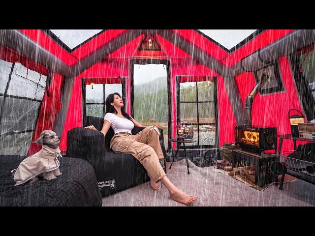 ️CAMPING IN HEAVY RAIN WITH 5-STAR HOTEL INFLATABLE TENT
