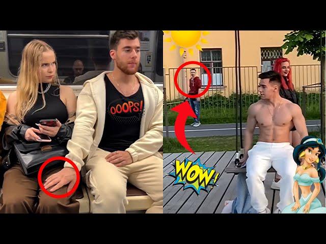 Bodybuilder hits on girls/Prank/Reaction of young couples @grigory_kulak