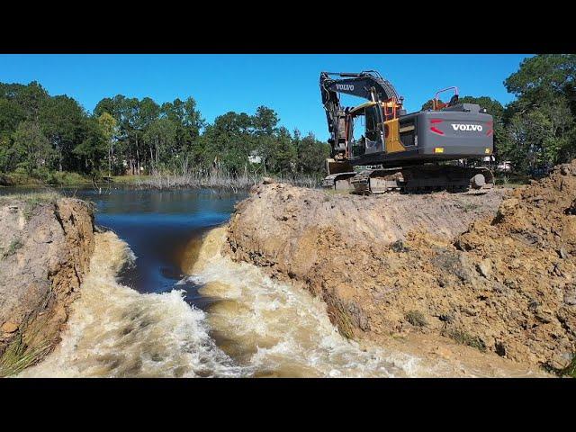 Epic Dam Busting To Flood The 9 Acre Pond!