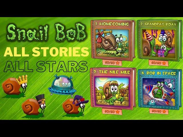 Snail Bob 1 Mobile - ALL CHAPTERS - ALL STARS - COMPLETE - 1 hour Walkthrough Gameplay Speedrun